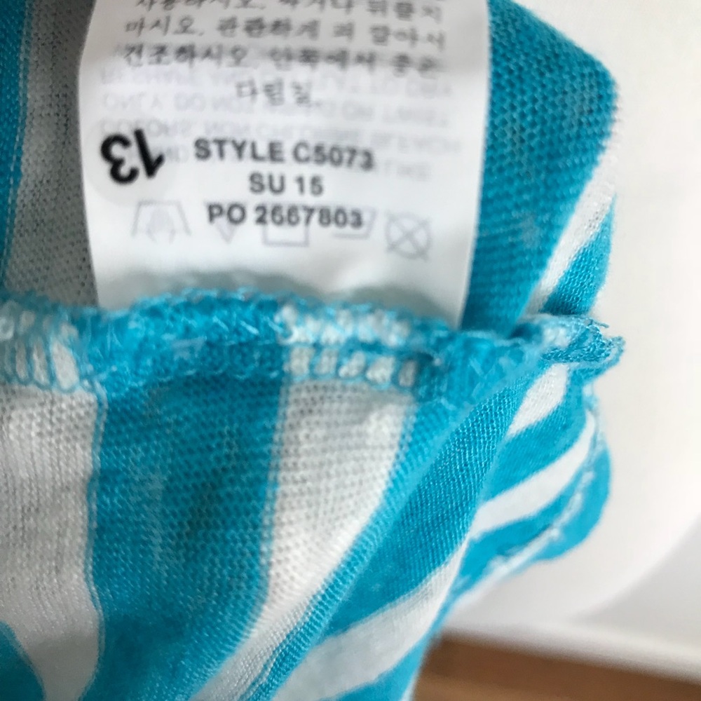 J. Crew Aqua Linen Cross Stripe T Shirt - Picture 8 of 8
